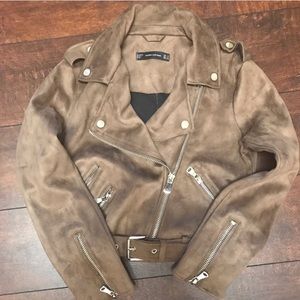 Zara faux suede moto jacket